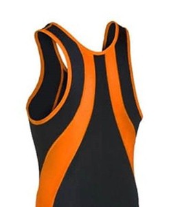 Combinaison de lutte ajustée pour homme, noire et orange, en Spandex et Polyester, extensible dans les quatre sens, respirante et durable, vêtement de sport - Product Image 6