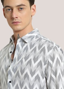 Chemises habillées imprimées 100 % coton pour hommes, col carré, manches longues, fermeture double boutonnage, infroissables, respirantes, anti-bouloches - Product Image 4