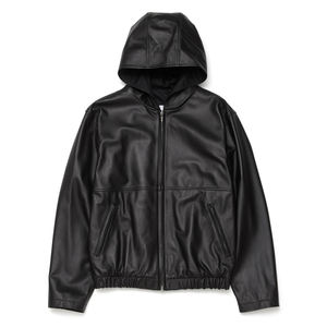 Sudadera con capucha de cuero genuino de alta calidad al por mayor, personalizada, con cordones, estilo vintage, para hombre, de gran tamaño y con efecto desgastado. - Product Image 1