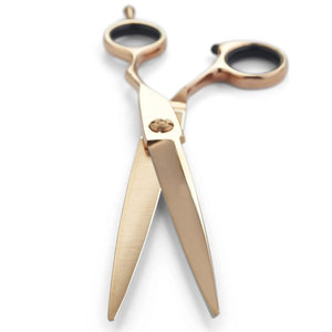 Tijeras de Corte de Pelo Profesionales de Alta Gama con Mango Curvo en Oro Rosa para Estilistas - Product Image 4