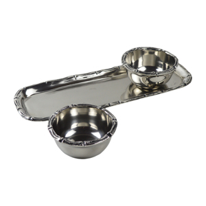 Ensemble de plateaux best-sellers avec 4 bols couleur argent, prix de gros, idéal pour la décoration de la maison, des hôtels, le service et les plateaux décoratifs - Product Image 5
