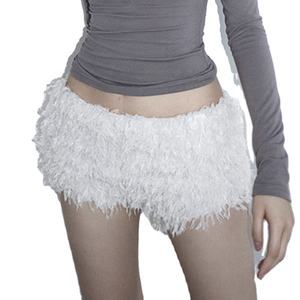 Shorts de Algodón con Forro Sherpa para Mujer, con Ribete de Piel Sintética, Cintura Alta, Bolsillos Laterales, Cordón Ajustable, Ropa Cómoda para Invierno, Secado Rápido - Product Image 1