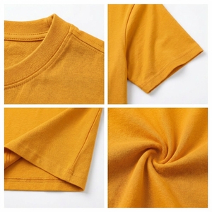 เสื้อยืดคอกลมแขนสั้นผ้าฝ้ายเจอร์ซีย์สีมัสตาร์ดสำหรับผู้ชาย ทรงปกติ สวมใส่สบาย - Product Image 6