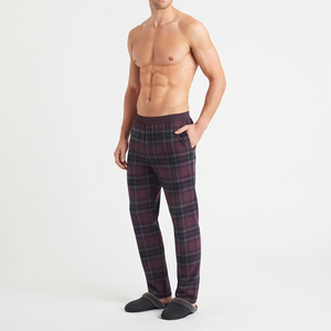Pantalon de pyjama en flanelle à carreaux pour homme, taille élastique, 100% coton, pantalon de pyjama à carreaux pour homme, vêtements de nuit en flanelle avec poche - Product Image 2