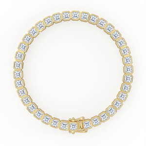 Bracelet tennis moderne en or 14kt 18kt avec diamants taille émeraude et sertissage clos, maillons à coupe architecturale - Product Image 6