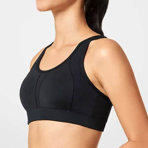 Sujetador deportivo de primera calidad estilo racerback sin costuras, de soporte medio, de una pieza, color rojo tartán para mujer - Product Image 6