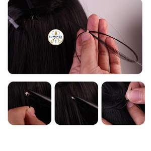 Kit d'outils exclusif personnalisable pour extensions capillaires noires à usage professionnel en salon, pinces en acier inoxydable, perles et liens pour perruques OEM - Product Image 5