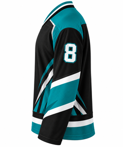 Maillot de hockey sur glace personnalisé pour homme, numéro 8, impression sublimée, manches longues, polyester, vêtements d'équipe - Product Image 5