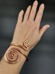Copper Spiral Bracelet Handmade Bohemian <b>Wire</b> Wrapped Jewelry Irregular Shape Metal Design - Product Image 1
