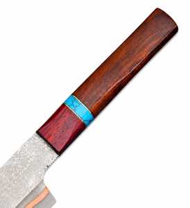 มีดเชฟเหล็กดามัสกัสทำมือ LEGACY BLADES ด้ามไม้สั่งทำพิเศษ ปลอกหนัง ดีไซน์สำหรับคนถนัดทั้งสองมือ สไตล์ดั้งเดิม - Product Image 3