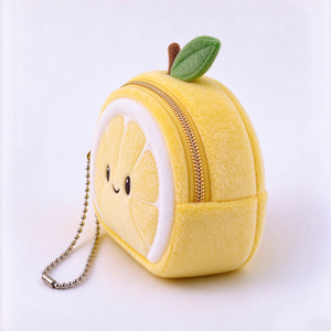 Porte-monnaie en peluche citron personnalisé, pochette en peluche fruit, sac en peluche, porte-clés en peluche, peluche agrumes, décoration murale fruit jaune - Product Image 3