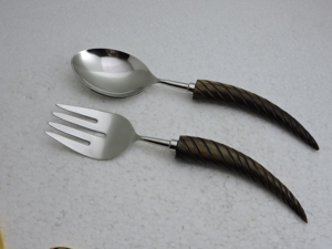 Utensilios para ensalada de acero inoxidable con mango de resina, juego de cuchara y tenedor para buffet, para hotel, restaurante, catering, compra al por mayor, Reino Unido - Product Image 5