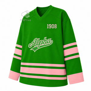 Maillot de hockey sur glace Alpha Kapa Alpha Sorority Vert Rose en maille polyester anti-humidité pour performance sportive d'équipe - Product Image 2