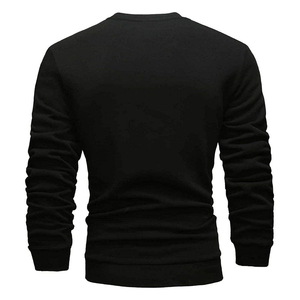 Sudadera de punto para hombre con cuello redondo, diseño de bloques de color, corte ajustado, estilo casual para otoño, diseño diagonal en blanco y negro - Product Image 2