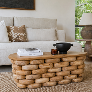 Table basse ARTERRA en racine de teck de qualité supérieure - Design artisanal rustique moderne et naturel, meubles pour la maison - Product Image 3
