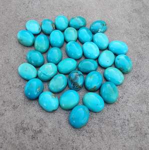 Turquoise américaine naturelle ovale cabochon à dos plat, pierre précieuse calibrée, pierre en vrac pour la fabrication de bijoux, vente en gros - Product Image 5