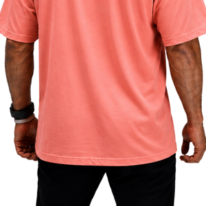 เสื้อยืดโอเวอร์ไซส์สีชมพูแซลมอนสำหรับผู้ชาย ผ้าฝ้าย 100% เนื้อหนา ระบายอากาศได้ดี คอกลม แขนสั้น สวมใส่สบาย เหมาะสำหรับออกกำลังกาย สตรีทแวร์ และการฝึกซ้อม - Product Image 6