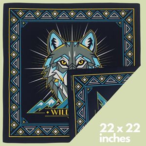 Bandana de Algodón Transpirable con Diseño de Lobo Personalizado, 22 Pulgadas, Diseño Impreso, Bordes Laterales Cosidos, Bandana Personalizada - Product Image 4