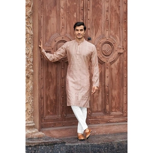 <b>Men</b>’s Silk Blend <b>Kurta</b> Set with Vertical Sequin Embroidery Perfect for Weddings & Celebrations Regular Fit <b>Kurta</b> Pajama – Casual - Product Image 3