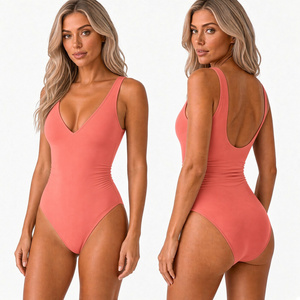 Diseña tu Traje de Baño: Traje de Baño de Una Pieza con Cuello en V para Mujer, Personalizado con tu Diseño, Ropa de Playa para Vacaciones, Ropa de Verano para Mujer, Listo para la Piscina - Product Image 1
