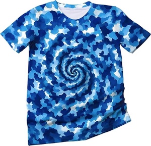 Camiseta de Verano para Mujer, Nueva Moda, Tie Dye, Estampado Personalizado, 100% Algodón, Cuello Redondo, Tela Oxford Ecológica - Product Image 1