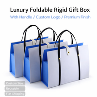 Boîte d'emballage rigide pliable haut de gamme avec logo personnalisé, poignée et doublure en satin pour perruques, extensions de cheveux, crèmes pour le visage et emballages cadeaux