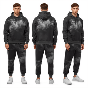 Chándal de Lujo para Hombre con Lavado Ácido y Diseño Gráfico Shadow Storm, en Algodón Premium de Alto Gramaje, Estilo Urbano - Product Image 1