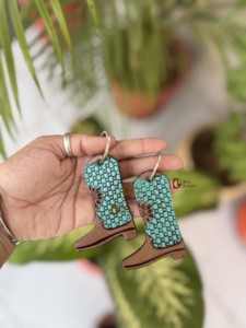Porte-clés en cuir fait main à prix de gros, couleur turquoise, en forme de botte, boucles d'oreilles porte-clés, vente chaude, porte-clés légers - Product Image 4