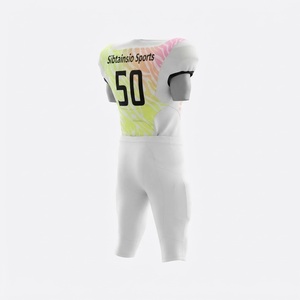Ensemble de maillot et pantalon de football américain rembourrés personnalisés blanc, vert et rose, imprimé zèbre, uniforme d'équipe avec numéro de joueur sublimé - Product Image 4