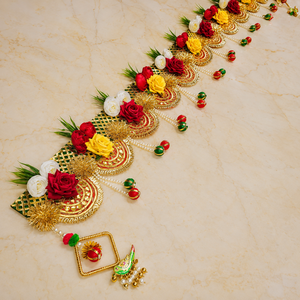 Premium Handmade Eco-Friendly Plastic <b>Floral</b> Bandhanwar Toran Hanging Decor for Main Door Festival Decor Reusable Modern Design - Product Image 2