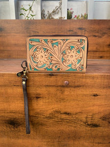 Porte-monnaie sculpté usiné à la main pochette coque de téléphone élégant multi-usages cuir occidental nouveauté portefeuille pour les femmes - Product Image 2