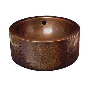 Vasque ronde en cuivre à poser sur table, à double paroi, gaufrée, accessoires de salle de bain - Product Image 2