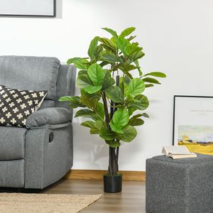 Albero di Quercia Ficus Lyrata Artificiale da 1,37 m per Interni ed Esterni, Decorazione Verde in Vaso per Halloween, Ufficio, Matrimoni e Temi Artistici - Product Image 2
