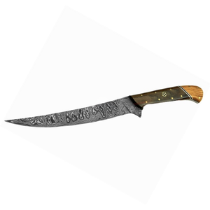 Cuchillos de filetear hechos a mano con hoja larga y delgada y mango artístico de resina y madera para cocina y mariscos - Product Image 1