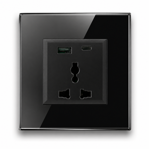 Fox Domotics Tuya Enabled Smart Glass Touch <b>Socket</b> 6A | <b>USB</b> + Type-C Fast Charging | 2 Module - Product Image 1