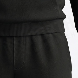 Survêtement à capuche noir pour homme, couleur unie, en coton, décontracté, avec poches latérales, taille élastique, style automne - Product Image 5