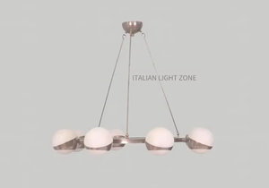 Mid Century Sputnik Chandelier <b>LED</b> 8 Globe Brass Adjustable Height Pendant Circle Cut Shade <b>Ceiling</b> Fixture Dining Room Living - Product Image 3