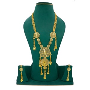 Mejor oferta directa de fábrica Conjunto chapado en oro Estilo clásico Boda y fiesta Joyería Collares India Conjunto de collar de lujo Colección - Product Image 4