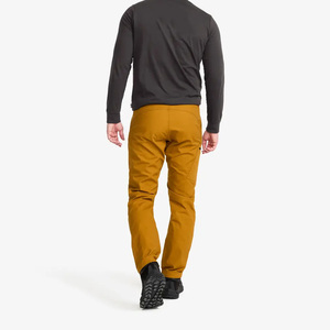 Men's Mustard Softshell Trousers Regular Fit Zip Fly Water Resistant Outdoor Hiking Pants With Pockets All Seasons Wear - Product Image 3