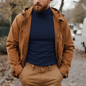 Mens Turtle High Neck Fashionwear Solid Pattern Knitted Undershirt Wear Long Sleeve Slim Fit Apparel High Quality Custom Design - Product Image 6