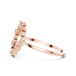 Rose Gold <b>Diamond</b> <b>Ring</b> Geometric Bridal Band Oval Cut Engagement Jewelry Gift Elegant Yellow Gold Open Floral Clover <b>Ring</b> - Product Image 5