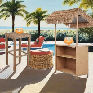 Bamboo Beach Bar Counter Furniture-Water Resistant Eco-Friendly Commercial Use Wood Material Adjustable Height Multi-Functional - Product Image 2