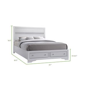 Letto matrimoniale in legno con contenitore in stile tradizionale, colore bianco - Product Image 2