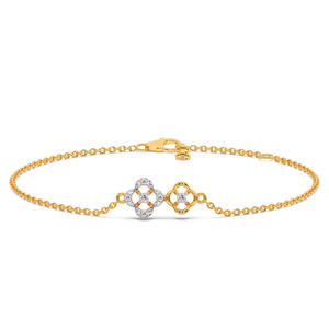 สร้อยข้อมือโซ่ลายดอกไม้รูปโคลเวอร์คู่ประดับเพชร - Product Image 2