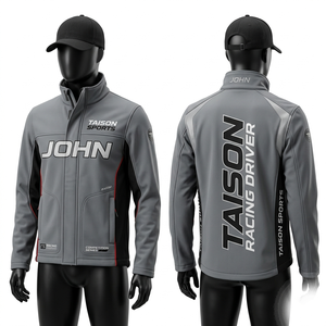 Chaqueta de Karting Premium de 320 GSM, Poliéster y Spandex, con Paneles en Contraste Azul y Blanco, Bordado Personalizado y Sublimación - Product Image 2