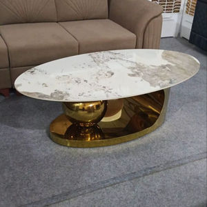 Table basse en résine imitation travertin Ocean |   Centre de table moderne effet pierre de style côtier - Product Image 1