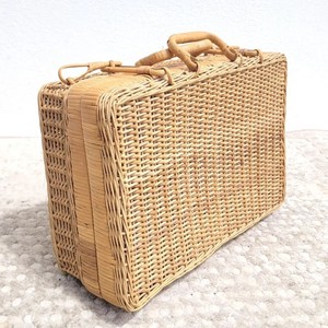 Rattan briefcase travel bag for men & ladies premium quality trunk shape storage basket luggage - Product Image 1