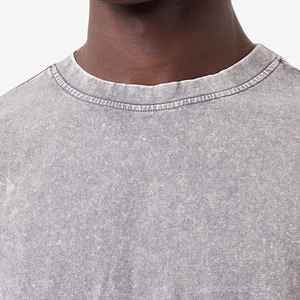 T-shirt décontracté pour homme en coton, coupe décontractée, tissu respirant, effet délavé à l'acide, design haut de gamme - Product Image 5