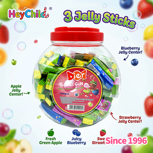 Bonbons en gros personnalisés sous marque privée, saveur fruitée, gomme à mâcher fourrée au gelée, 100 pièces en pot, friandise à mâcher pour enfants, idéale pour le partage, OEM/ODM - Product Image 2