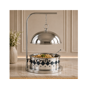 Recipiente para calentar comida de acero inoxidable de último diseño con tapa colgante, tamaño y forma personalizados, recipiente para buffet en acabado dorado pulido. - Product Image 4